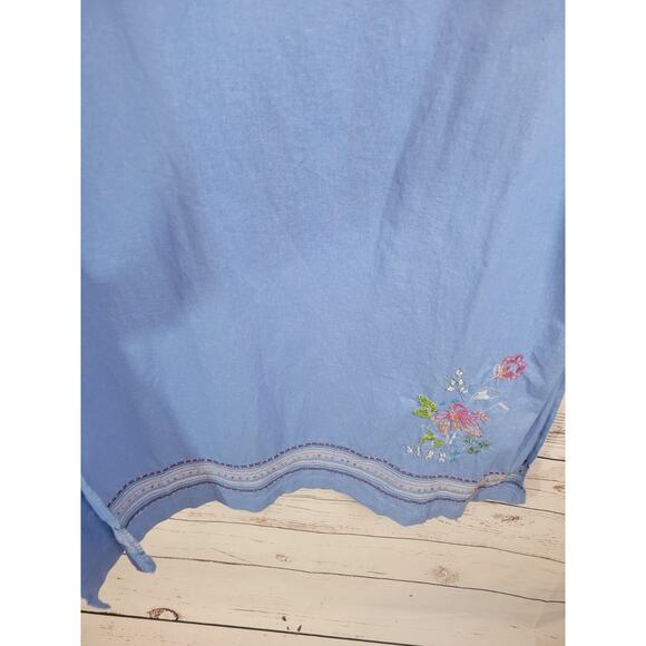 Vtg Jane Ashley Blue Floral Embroidered Linen Blend Shirt & Dress Size Large - Picture 11 of 15